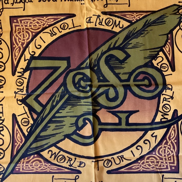 Vintage Robert Plant Jimmy Page No Quarter ZoSo Bandana World Tour 1995 - Picture 2 of 4